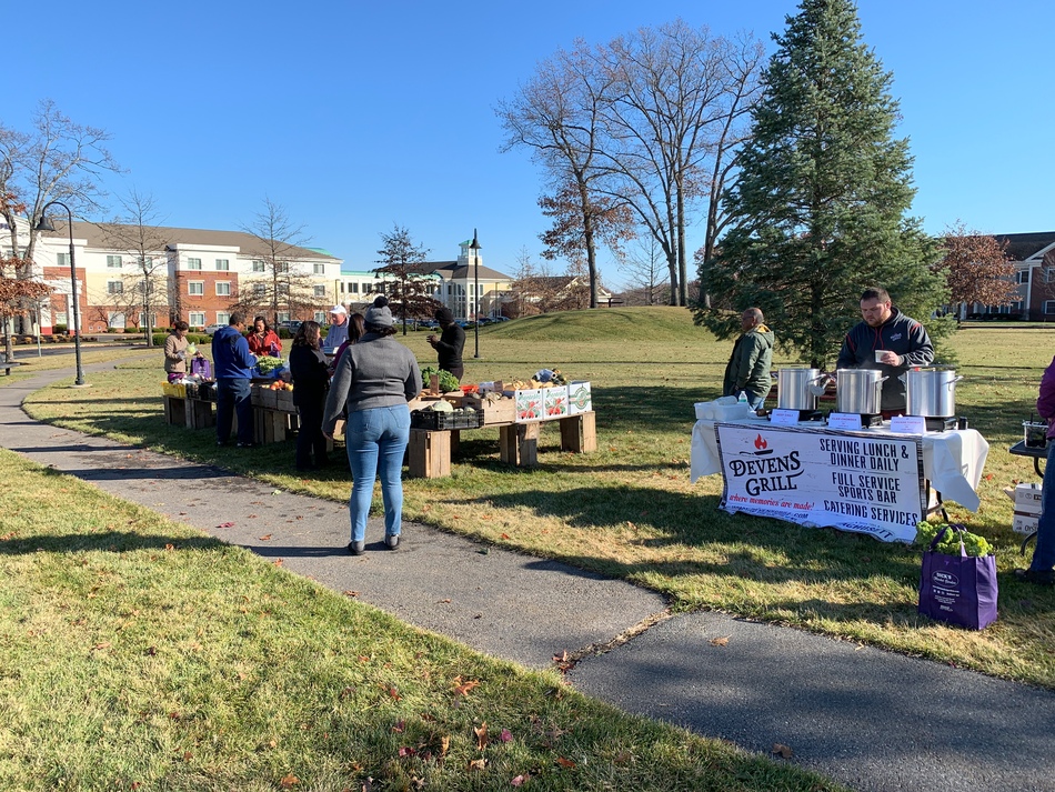 People attend the Devens Farmers' Market
